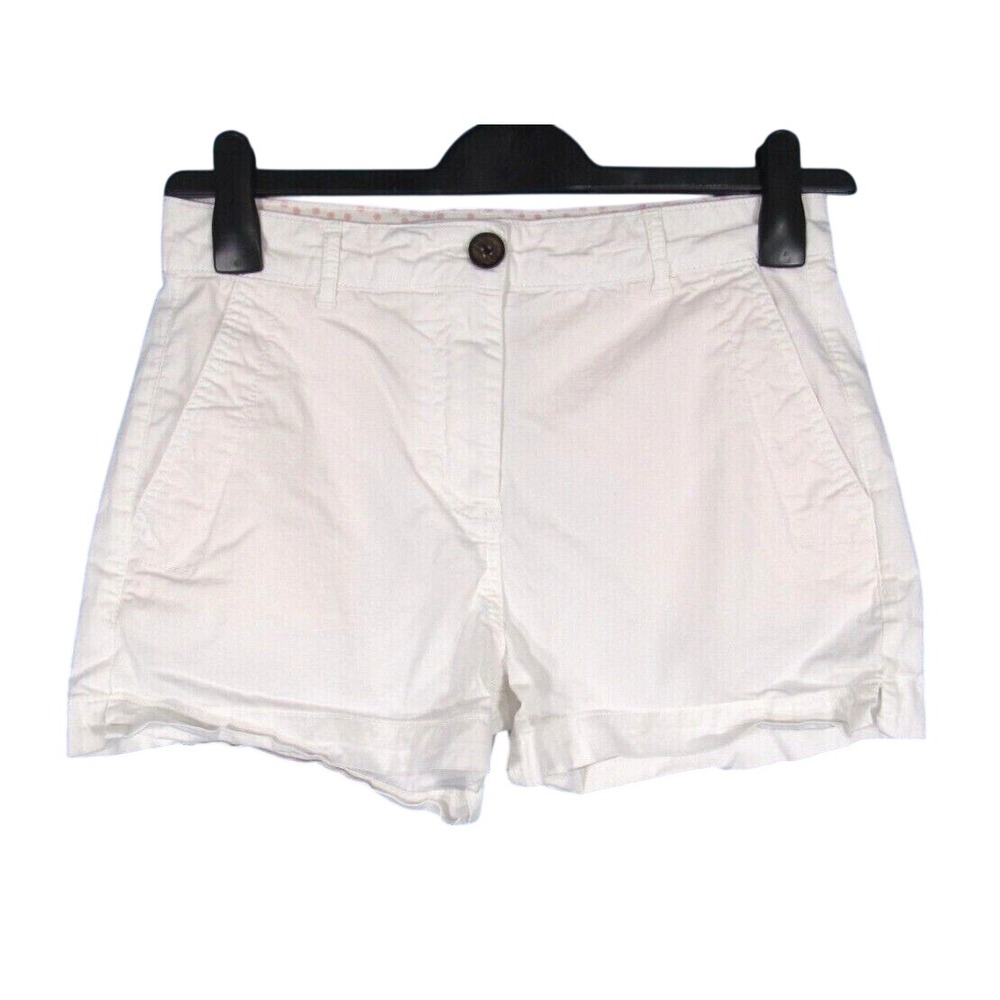BODEN Chino Shorts WHITE STRETCH COTTON TWILL Pockets 3" INSEAM High Rise 6
